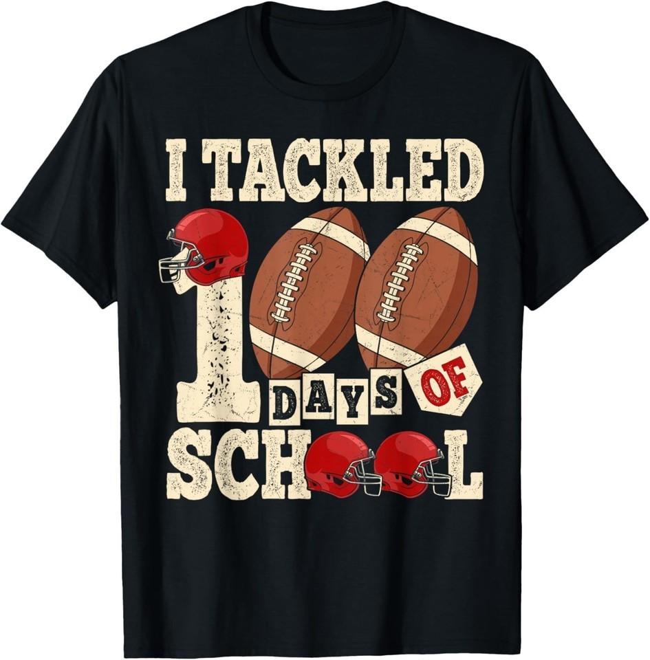 100 Days of School Boys Kids 100th Day of School Football T-Shirt S
