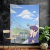 Japanese Street Train Scenery Sakura Cartoon Tapestry Art Science Fiction Room Home Decor Wall Hanging Home Decor