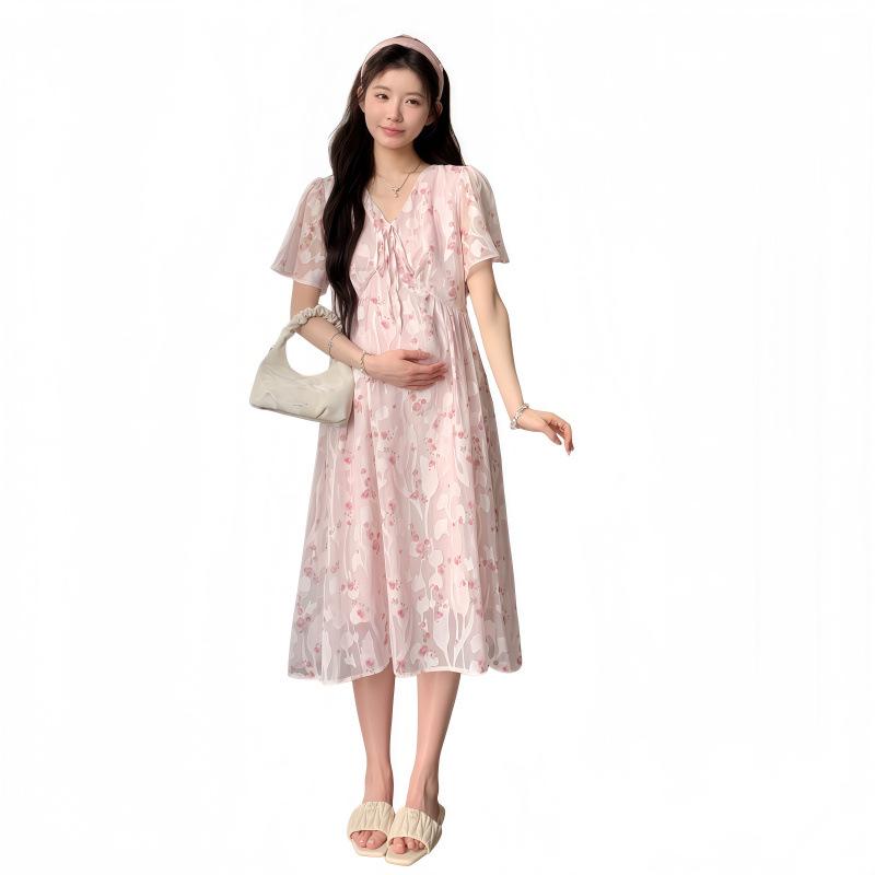 Maternity Wear: 2026 Summer Korean Floral Dress - Fresh, Age-Reducing, and Sweet Loose Fit