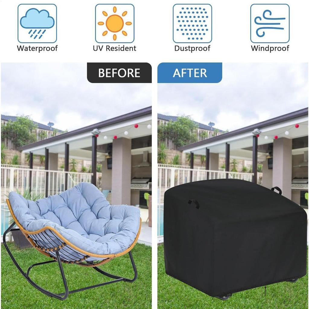 Rocking Chair Cover Waterproof Protective Wrap Sunproof Windproof Patio Chair Cover For Rattan Lounger Yard Garden Home Nursery