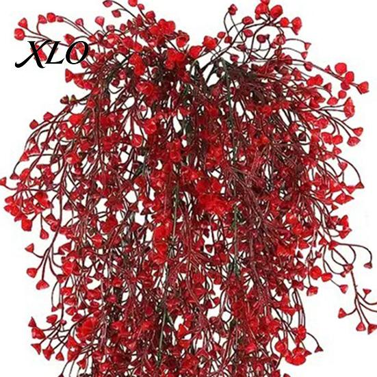 DIY Spring Festival Party Supplies Artificial Hanging Red Admiralty Rattan, Realistic Simulation Plant, Decoration Flexible Bendable Winter