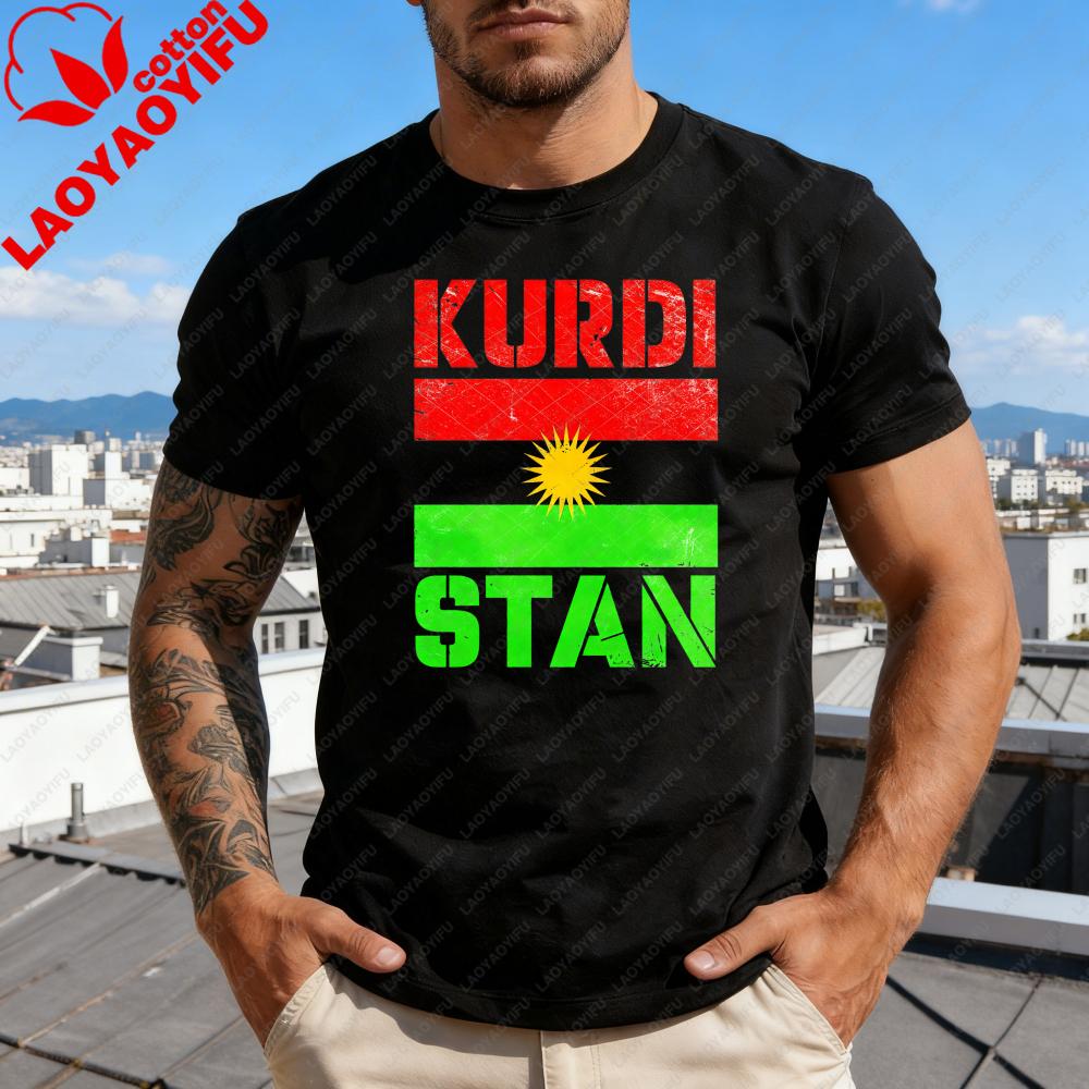 Kurdi Stan Flag Graphic Printed TShirt Kurdish Culture Lovers Casual Gift Shirt Summer Fashion Cotton Short Sleeve Unisex Women T