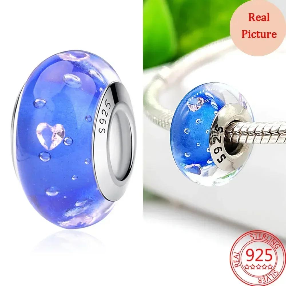 Colorful Murano Glass Beads Glass Ripple Charm Wavy Glass Bead Charms Fit Brand Bracelets Women Copper Jewelry Gift