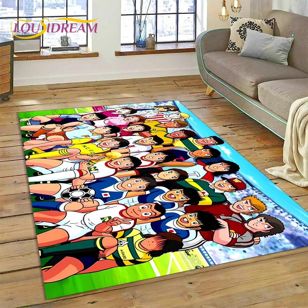 3D Cartoon Captain Tsubasa Fußballteppich für Schlafzimmer Wohnzimmer Heimsofa Dekoration, Kinderspiel Große Dekor Bodenmatte