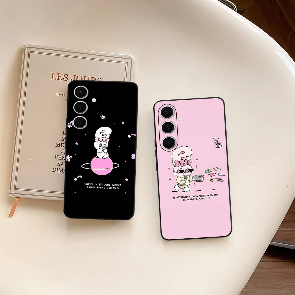 Cute E-EstherS Bunny Rabbit Phone Case For Samsung S 24 Fe 25 Ultra Plus 20 Lite 21 30 22 23 24 22 Ultra 5G Fundas