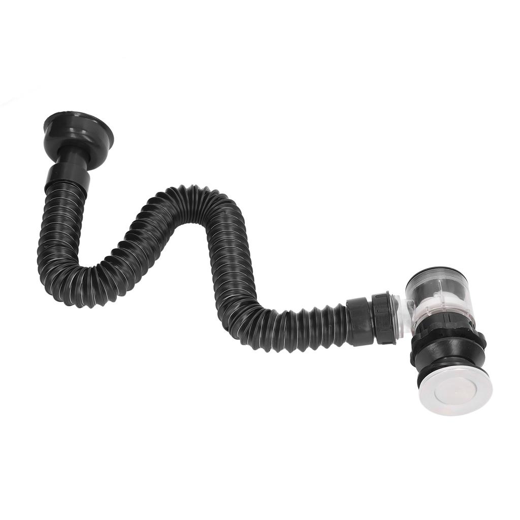 Sifon chiuvetă integrat, conductă de scurgere chiuvetă din oțel inoxidabil, extensibilă, flexibilă