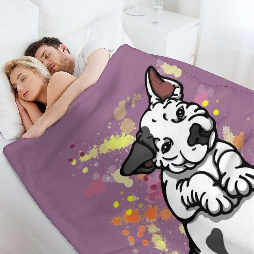 Black Ear Bull Terrier Puppy Throw Blanket Cute Designers Loose halloween Blankets