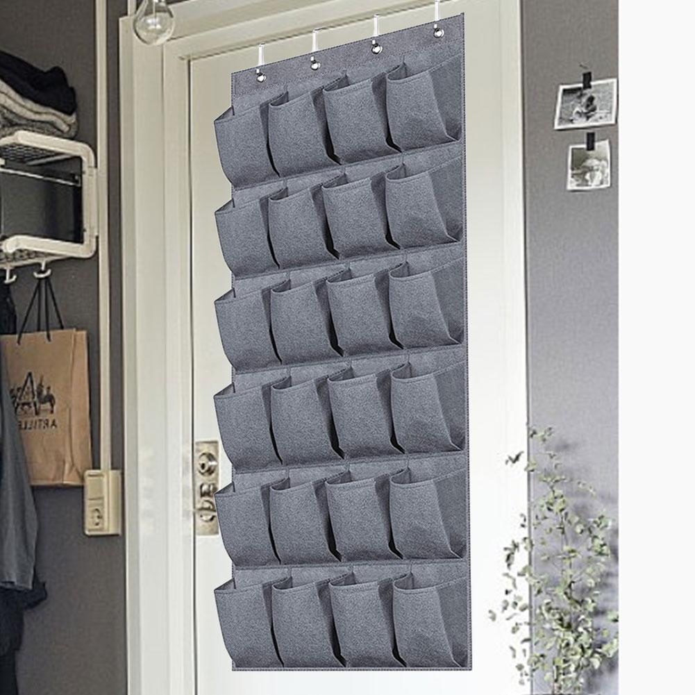 24 Pockets Hanging Shoe Organizer with 4 Hooks Hanging Shoe Storage Bag Over The Door Shoe Rack for Closet Bedroom Bathroom
