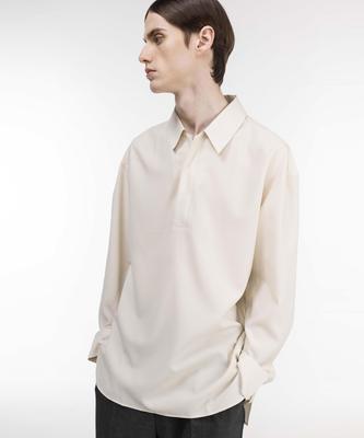 ZIOSONGZIO Open Collar Tunic Shirt Beige