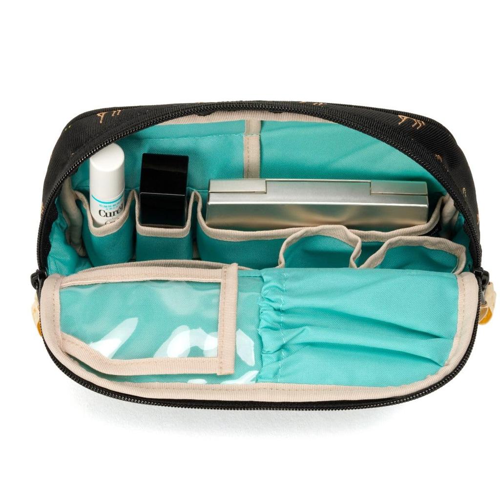 Artisan & Artist Brand Slope-Shaped Makeup Pouch, Pirouette, 3WP-PR110H, Horse Print, Black