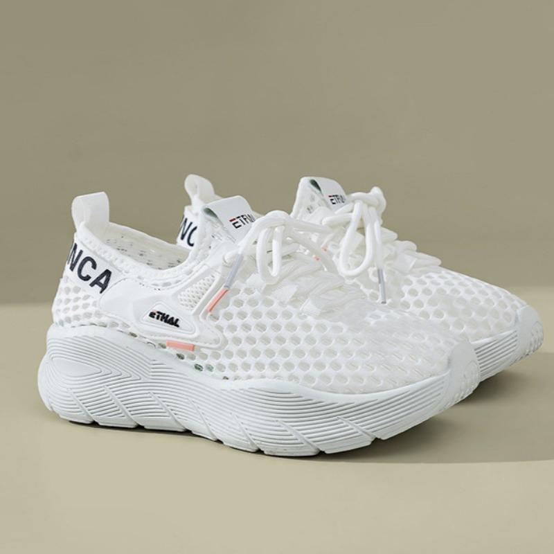 Women's Mesh Hole Shoes Breathable Thick Sole Versatile Sports Shoes Student Casual Running Shoes