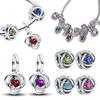 Silver S925 Twelve Month Birthstone Heart Eternity Charms Beads Pendant Fit Original Bracelet for Women DIY Fine Jewelry
