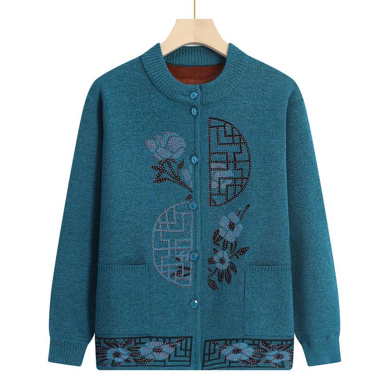Langsha Elderly Women's Autumn Knit Cardigan Sweater