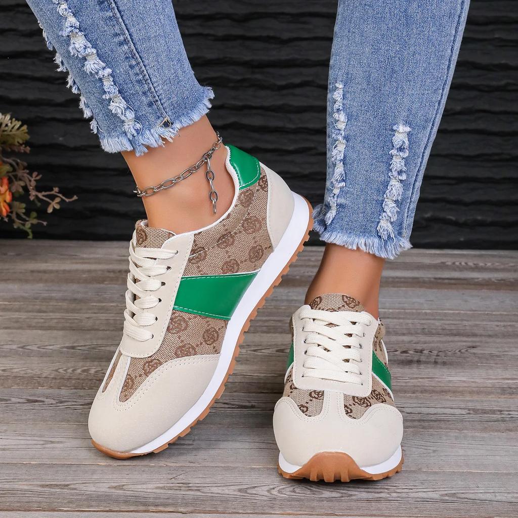 Fashion Spring New Sneaker Luxury Brand Women's Shoes Khaki Vulcanized Shoes Plus Size 42 Comfortable Basketball Shoes