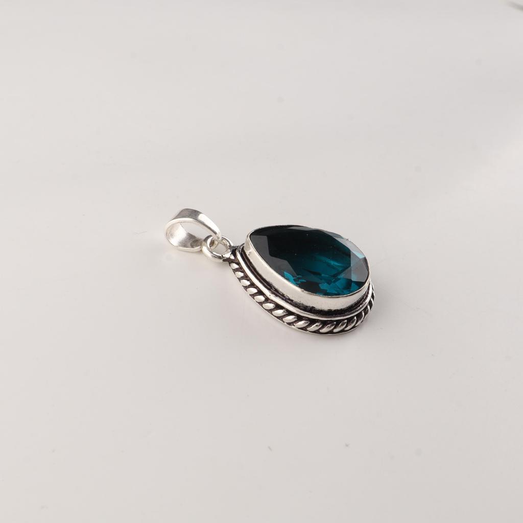 Apatite Gemstone 925 Sterling Silver Customize Oxidize Pendant 1.3" Anniversary Gift For Her APP-3-7
