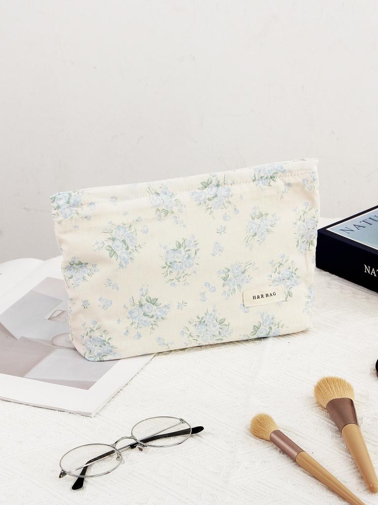 Korean Style Fresh Sweet Floral Print Large Capacity Makeup Bag Student Travel Toiletry Bag Skin Care Storage Pouch