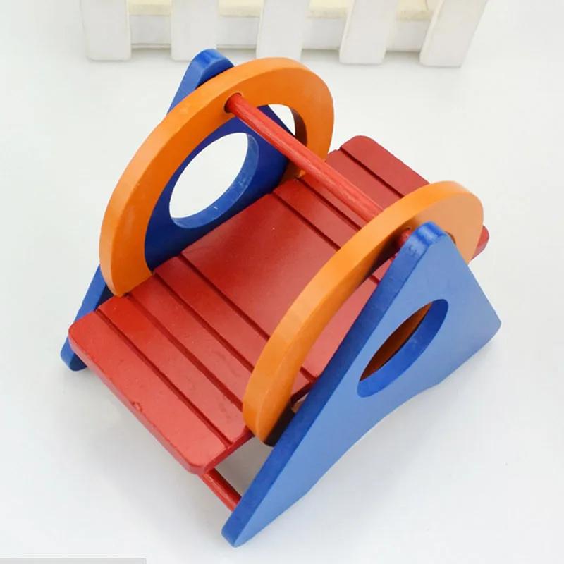 Small Pet Hamster Toys Guinea Pig Toy Wood Swing Funny Colorful Hamster Wing Set Natural Wood Pet Hammock Hamster Accessories 12cmx10cmx8.5cm темно-коричневого