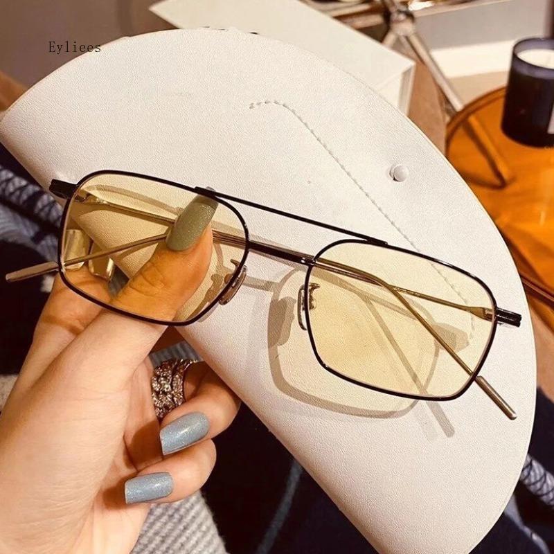 New Fashion Double Bridge Metal Frame Sun Glasses Driving Sunglasses Male Vintage Black Pilot Eyeglasses UV400 Female Gafas
