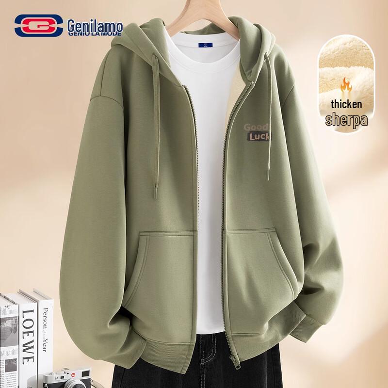 

GENIOLAMODE Men s Sherpa Fleece Lined Zip Hoodie Jacket 3XL
