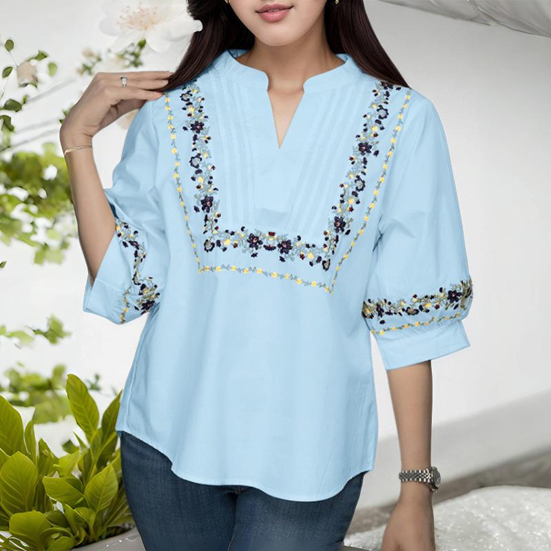 ZANZEA Women Casual V-Neck Floral Print Half Sleeve Blouse