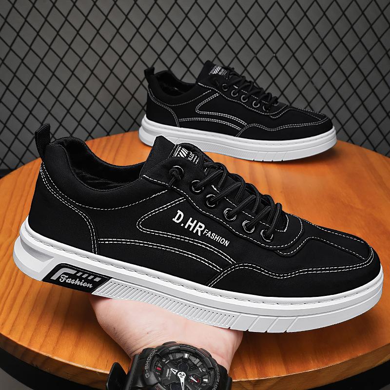 

Мужская обувь из парусины 2024 года, новая осенняя дышащая спортивная и любительская универсальная обувь для сноуборда, одна педаль, ленивые старые пекинские тканевые туфли 44 чёрный