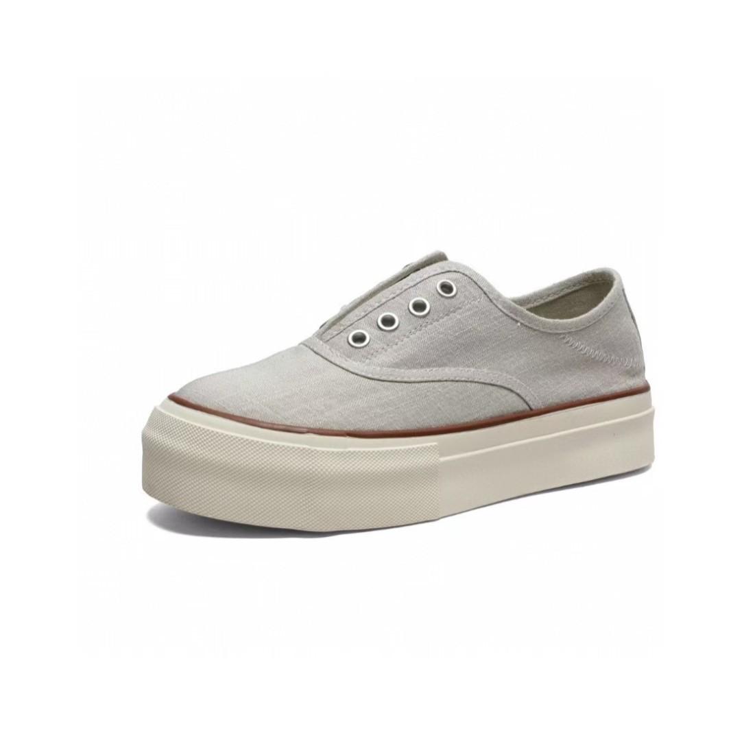 

Round head canvas shoes women s summer new thick-soled versatile casual sports board shoes one-pedal muffin white shoes 40 сірий колір