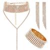 Ensemble Simple Collier Boucles d'Oreilles Bracelet 2/3 pièces Ensemble Collier Incrusté de Strass Fête