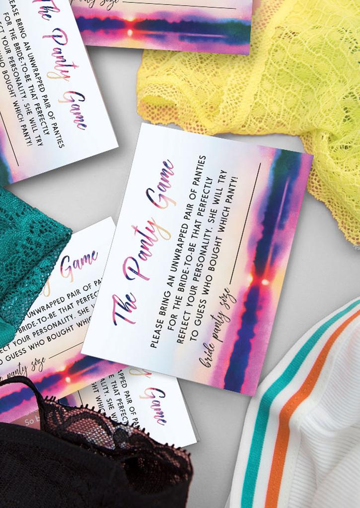 Inkdotpot Bridal Shower Game 1 SignA    30 Size Cards White Nature Girls Night Out Bachelorette Party Panty