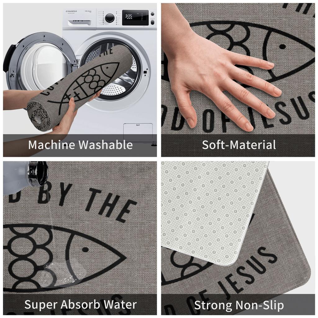 Jesus Fish Doormat Non-Slip Bath Kitchen Mat Toilet Floor Door Entrance Carpet Rug