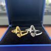 Heart Stainless Steel Gold Plated Rings With Initial Letter For Women Adjustable Open Finger Rings Wedding Party Zircon Gifts