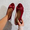 Mom Flat Bottom Shallow Mouth Round Head Annual Shoes Casual Shoes One Pedal Rhinestone Fashion New Single Shoes Women's Large Size