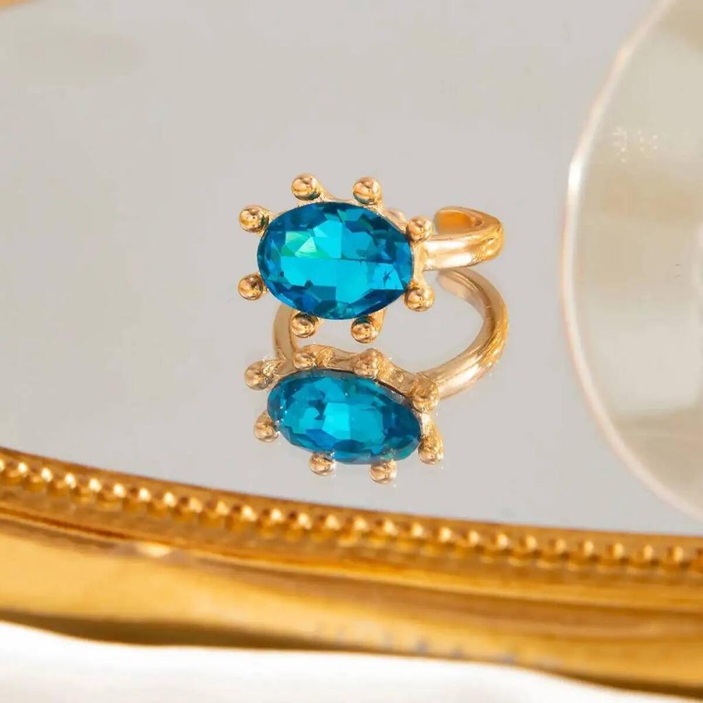SHIXIN 2026 New Exquisite Colorful Rhinestone Open Rings Women Retro Acrylic Stack Adjustable Knuckle Ring Y2K Jewelry Accessory