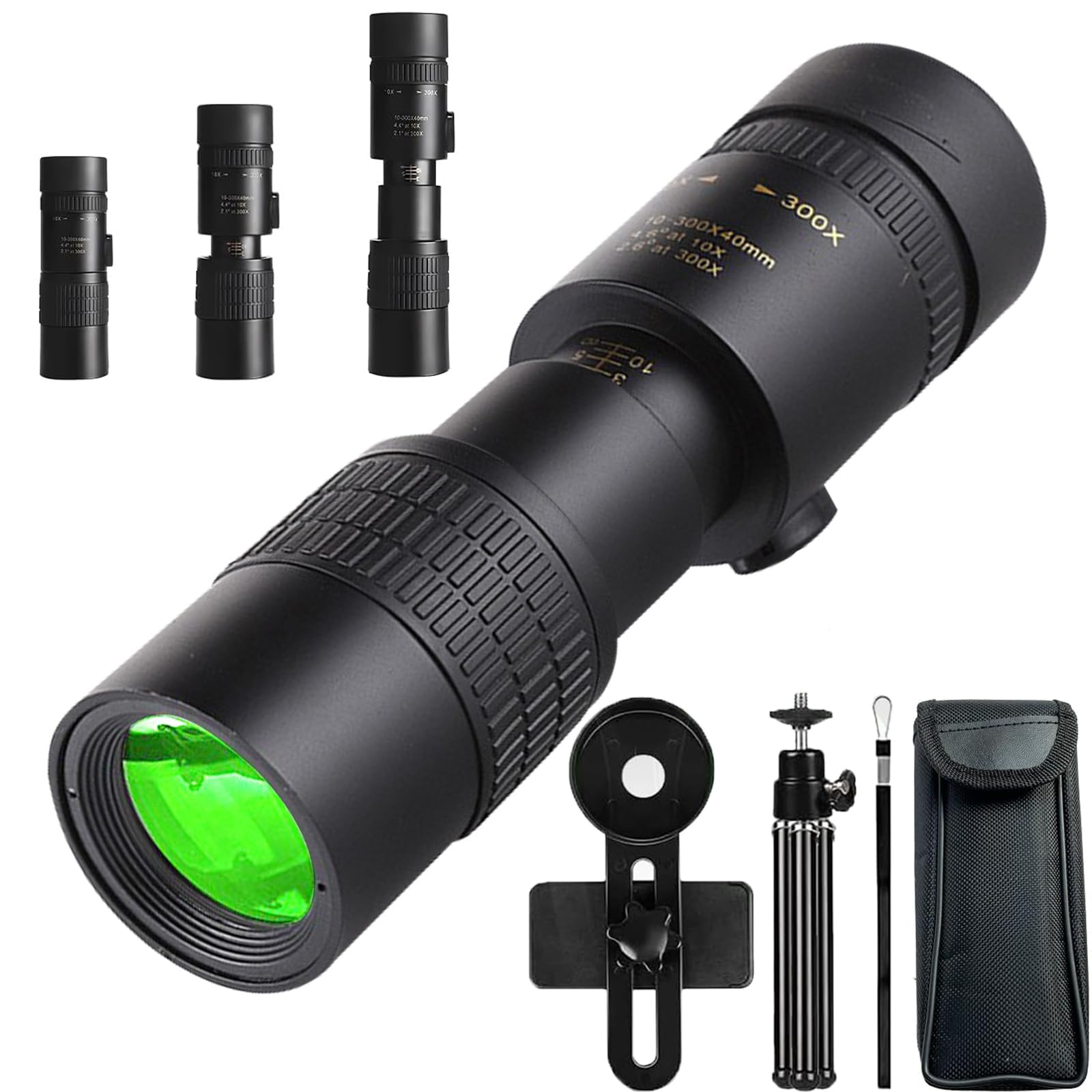 

Monocular Telephoto Lens for Smartphones, 10x-30x Zoom Telescope, 10-300x40, 40mm Aperture, High-Quality BAK4 Prism, Compact, Lightweight,