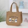 Cartoon Cute Printed Pattern Canvas Handbag Office Worker Lunch Bag Tote Bag Picnic Drink Bag Portable Outdoor Food Bags