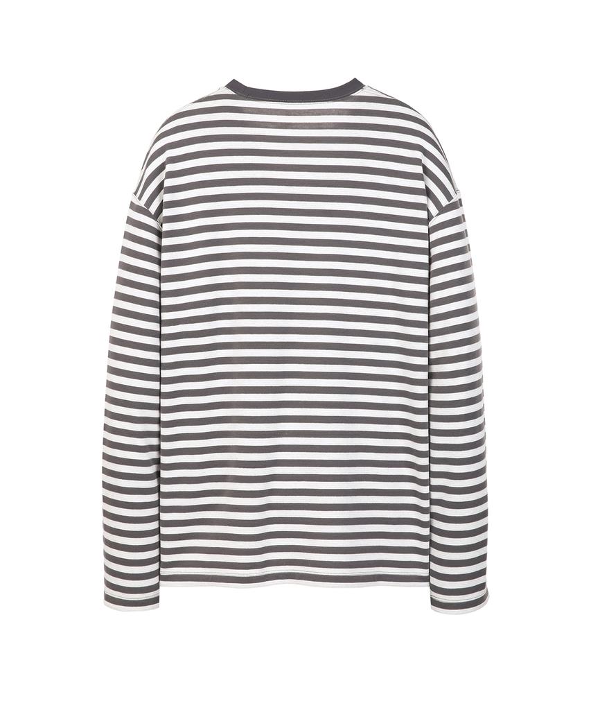 IL CORSO Bold Reversible Striped Long Sleeve T-Shirt Gray