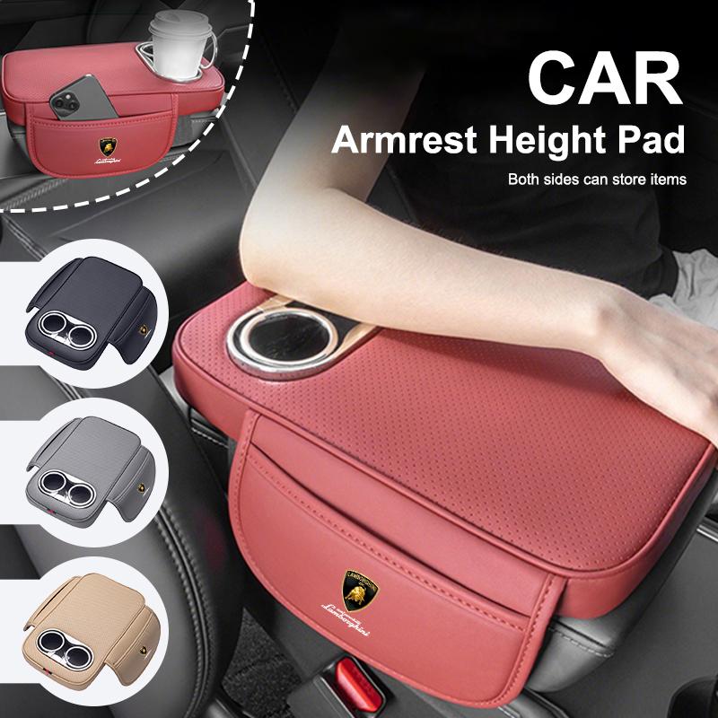 Leather Car Center Console Armrest Cushion 2 Cup Holder For Lamborghini LP570 LP610 Urus LP700 LP770 Gallardo Aventador Keyring GG3
