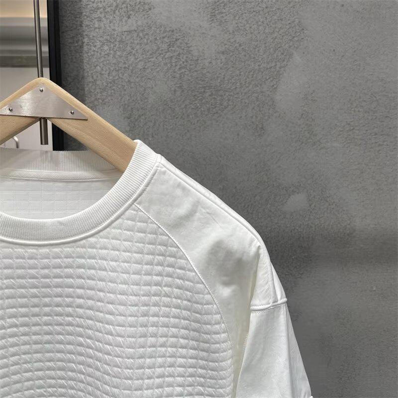 Pánská japonská retro vaflová mikina - Korejský styl, Módní ležérní volný střih, Pulovr s kulatým výstřihem