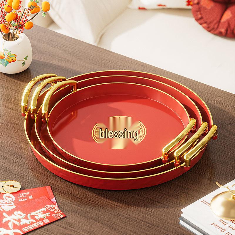 Red Wedding Tea and Candy Tray for Engagement Ceremony