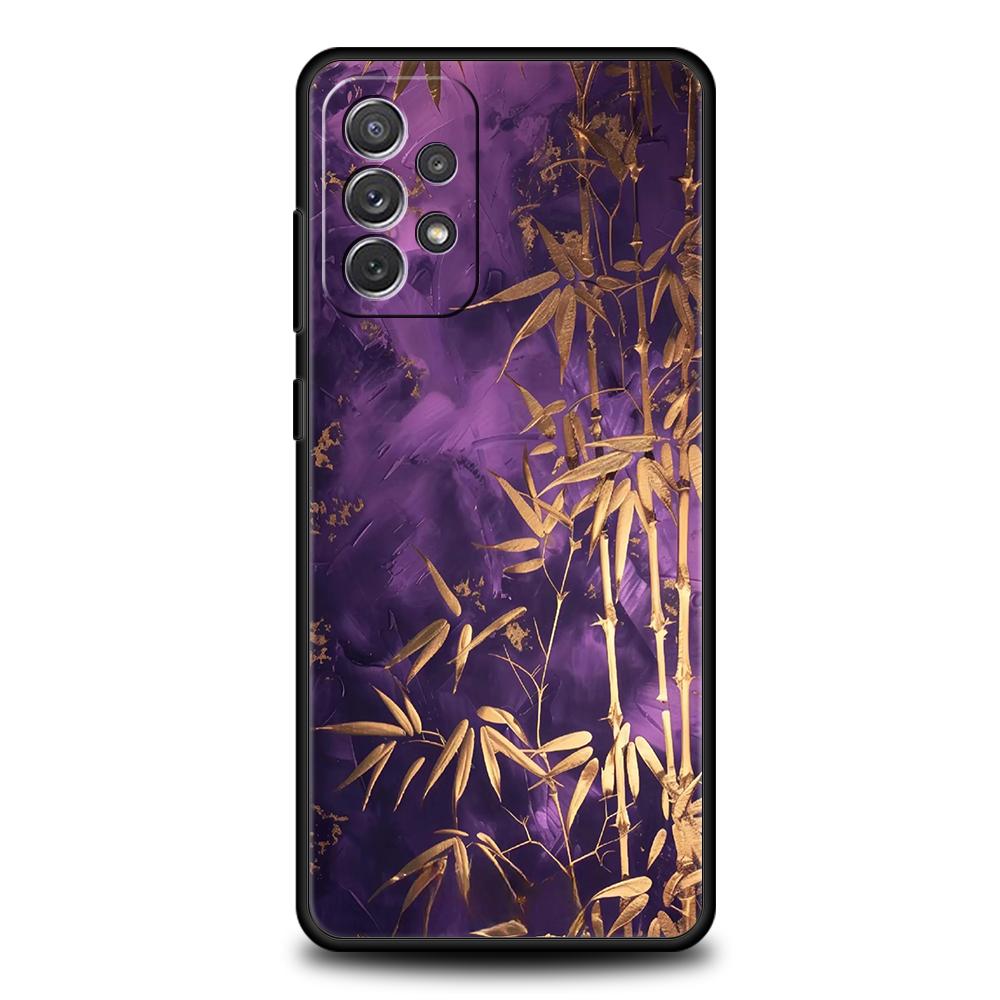 Phone Case for Samsung Galaxy A55 A53 A52 A52S A51 A41 A35 A32 A25 A23 A15 A71 Soft TPU Style Butterfly Green Bamboo Creative