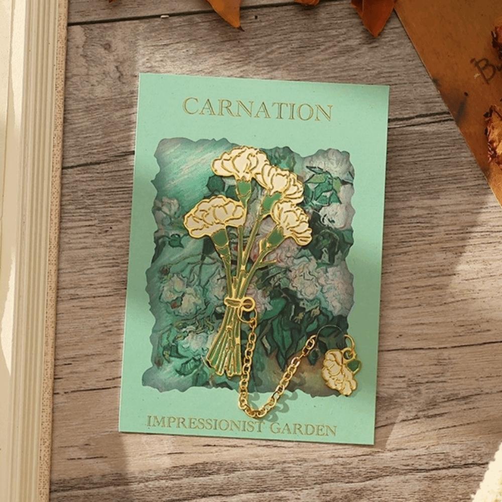 Cute Floral Metal Bookmarks Portable Students Reading Tool Hollow Hot Stamping Bookmark Long Tassel Bookmarks