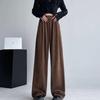 Maillard Coffee Color Young Style Women Autumn Pants New Casual Lazy Wind Corduroy Elastic Waist Loose All-match Oversize Trouse