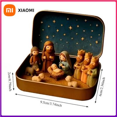 Xiaomi Handmade Mini Christmas Trough Set - Portable Pocket Size Trough Scene, Hand Painted, Suitable for Christmas Gifts