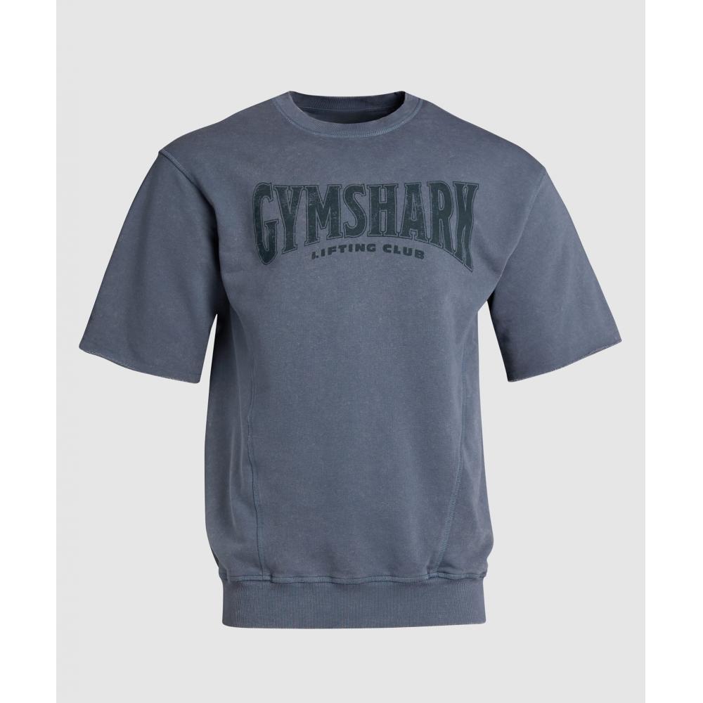 Gymshark Heritage Washed Short Sleeve Crew Titanium Blue A4a8d Ucms