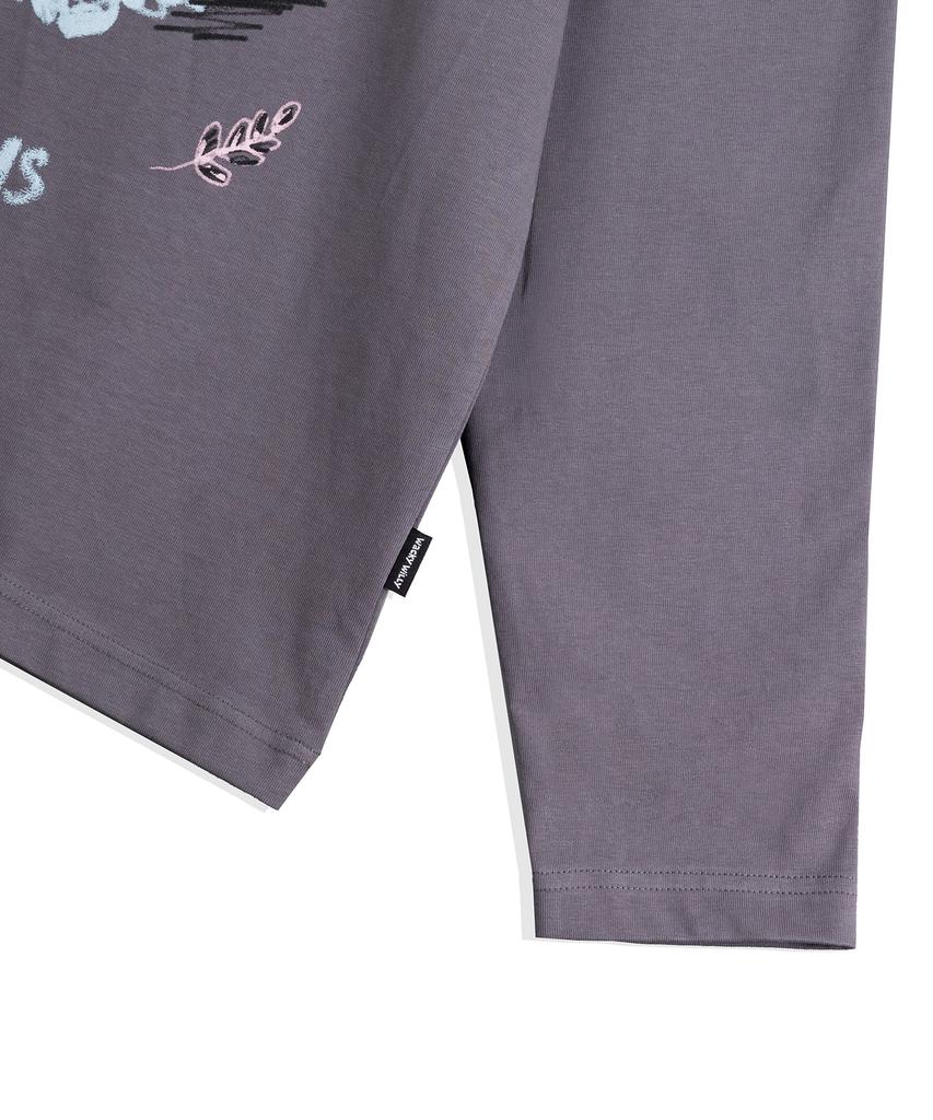 WACKY WILLY Kiki Multi-Graphic Long Sleeve T-Shirt Charcoal