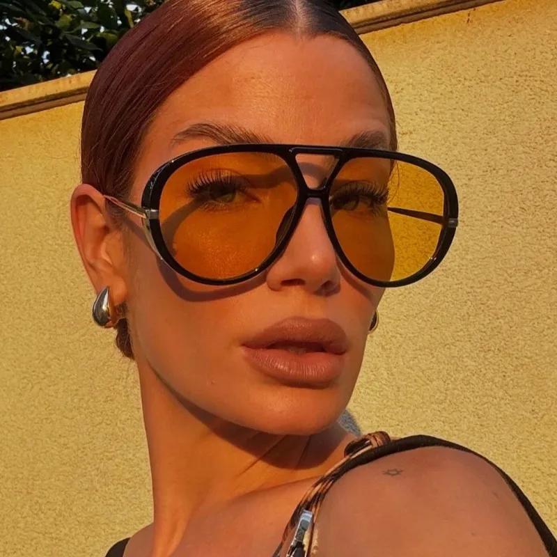 New Fashion Outdoor Yellow Sunglasses Women Men Brand Vintage Punk Pilot Sun Glasses Female Beach Shades