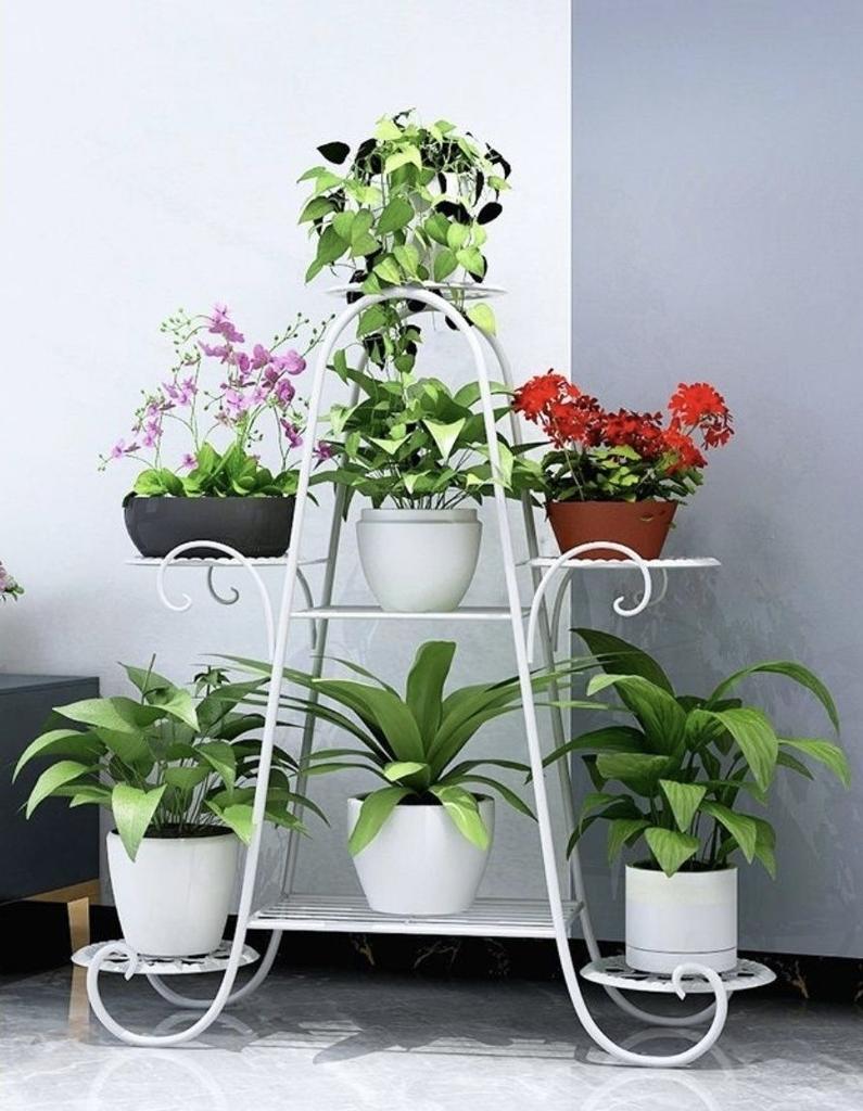 Plant Stand 6 Layer Metal Plant Rack Flower Pot Rack Black Garden Flower Pot Rack for Display Home Balcony Terrace