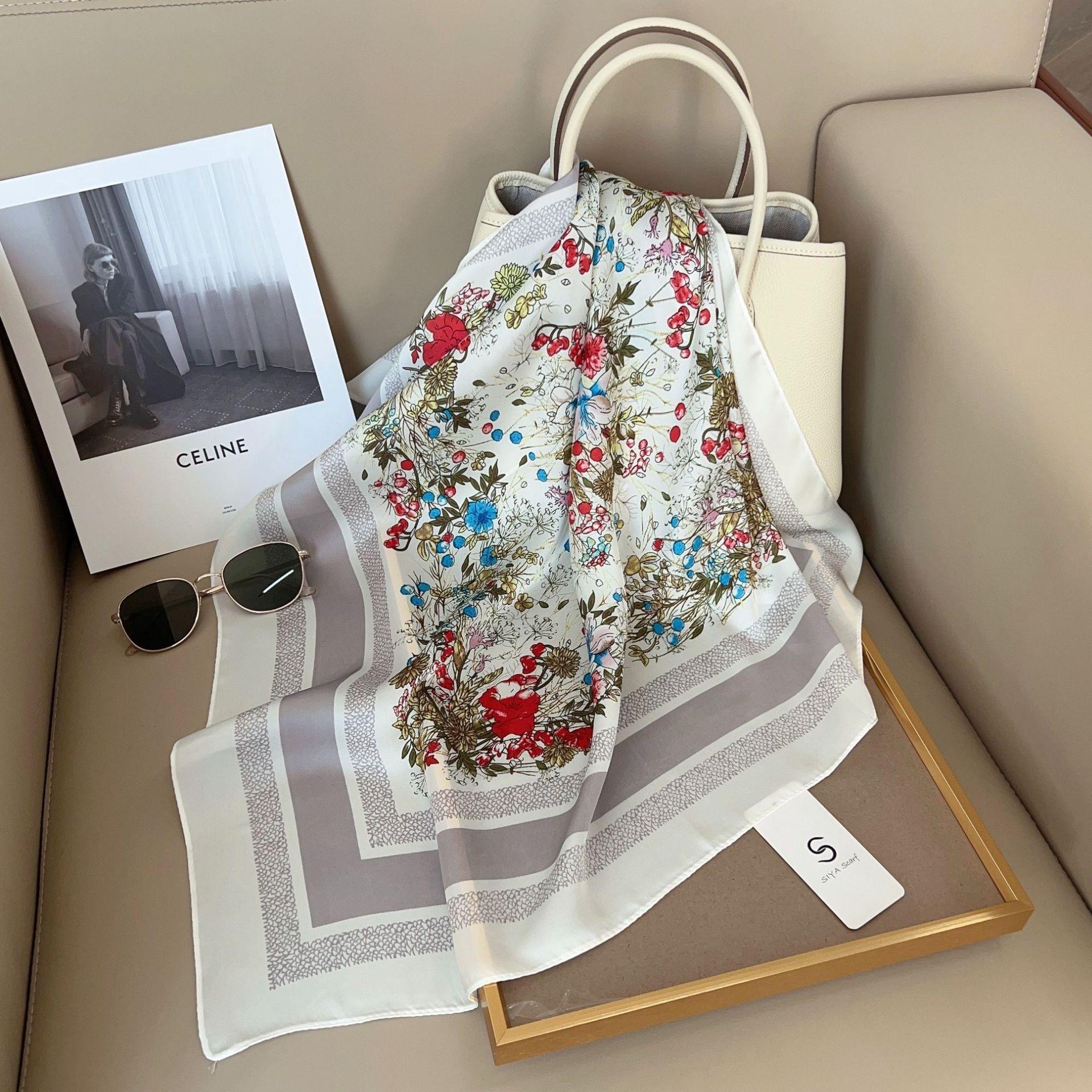 

2024 Новый 70 см шелковый шарф для украшения рубашки, небольшой квадратный шарф, модный и универсальный шарф для поездок на работу, шарф для защиты шеи 70*70cm