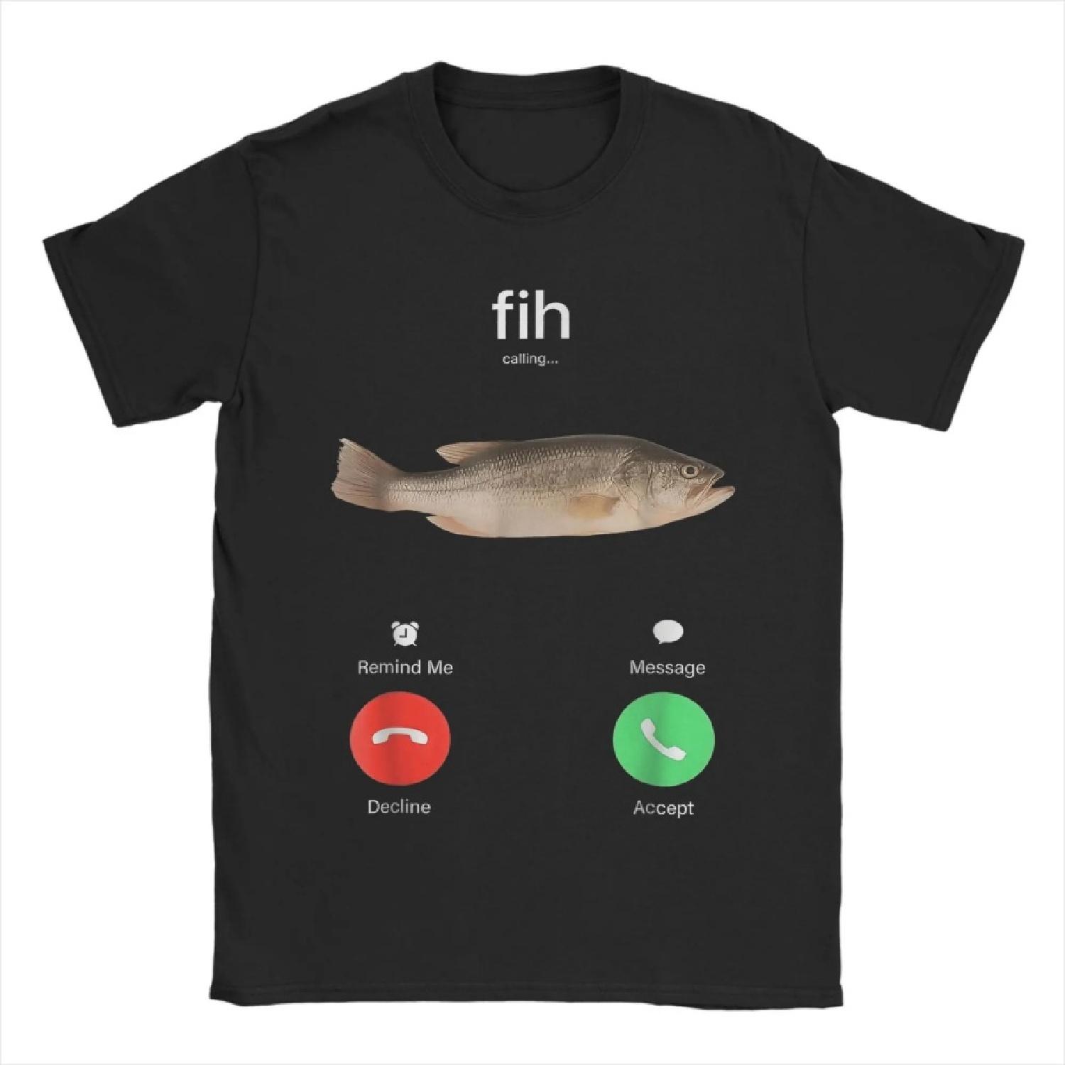 

Мужские футболки Fih Calling Напомнить мне Сообщение Отклонить Принять Телефонный звонок Рыба Потрясающие футболки Футболки с коротким рукавом Одежда S чёрный