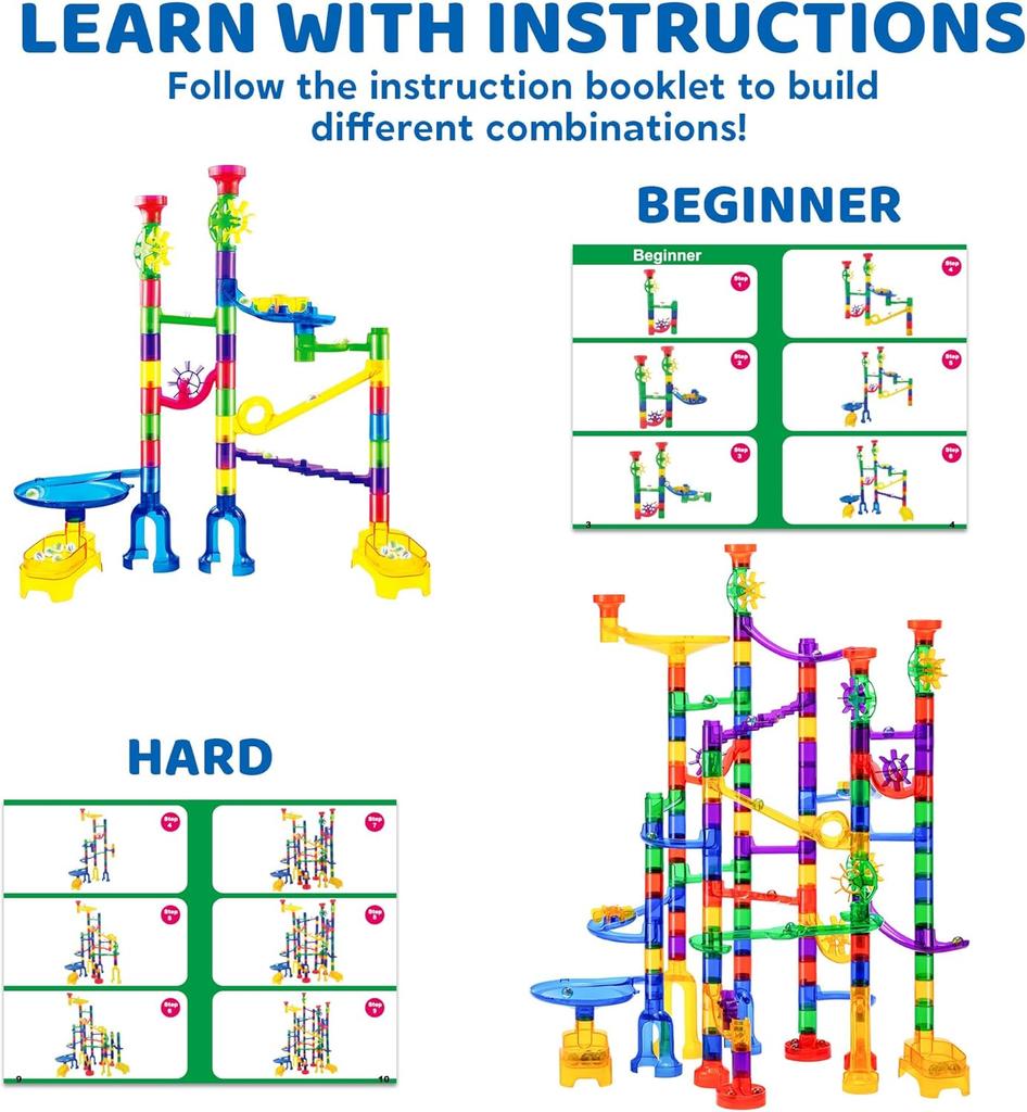 JOYFY 170Pcs Glowing Marble Run Construction Building Blocks Toys STEM Educational Building Block Toy for kid Christmas Gift
