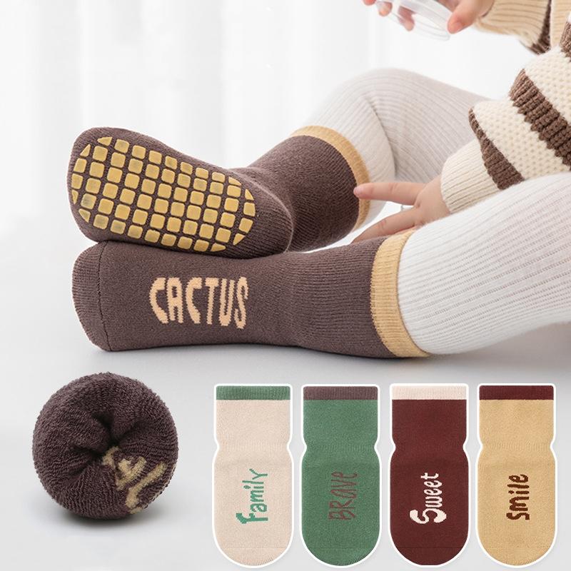Baby Boys Girls Anti-Slip Cotton Socks Cute Toddlers Kids Winter Thick Warm Non Skid Grip Floor Safe Walking Socks